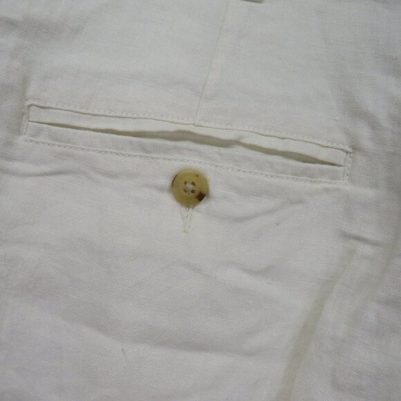 Authentic Sport Shorts Mens Size 36 Off White Linen Pleated Front Vintage New - Picture 5 of 10